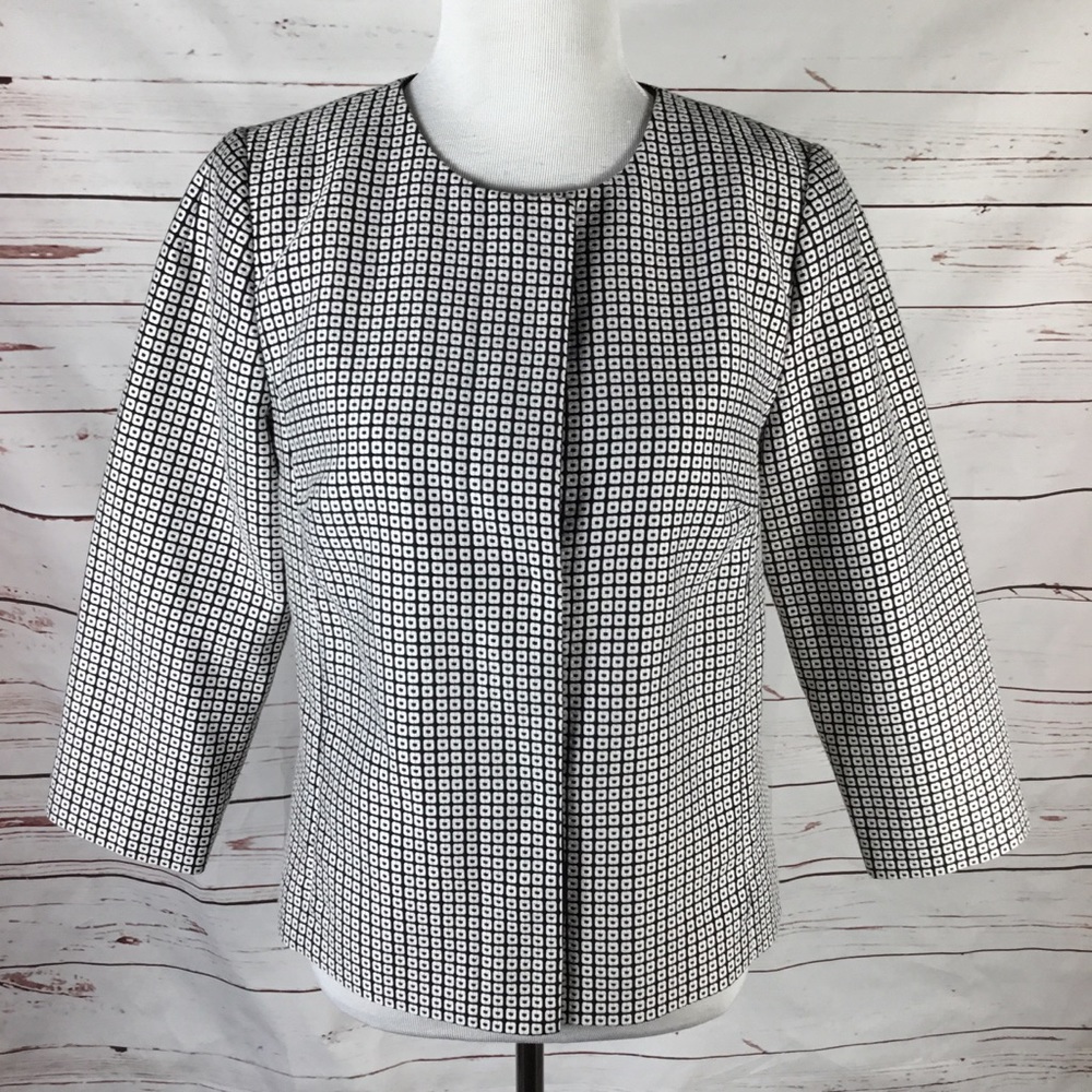 Talbots Suit Jacket Black & White Modern Design Women’s Size 10